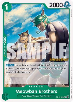 (OP15-028) Meowban Brothers - Adventure on Kami's Island Release Event Cards - Normal