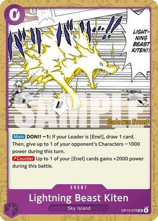 (OP15-076) Lightning Beast Kiten - Adventure on Kami's Island Release Event Cards - Normal