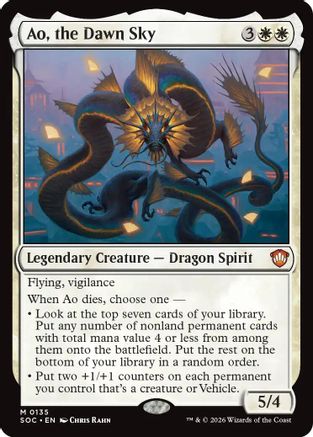 Ao, the Dawn Sky (SOC-135) - Commander: Secrets of Strixhaven