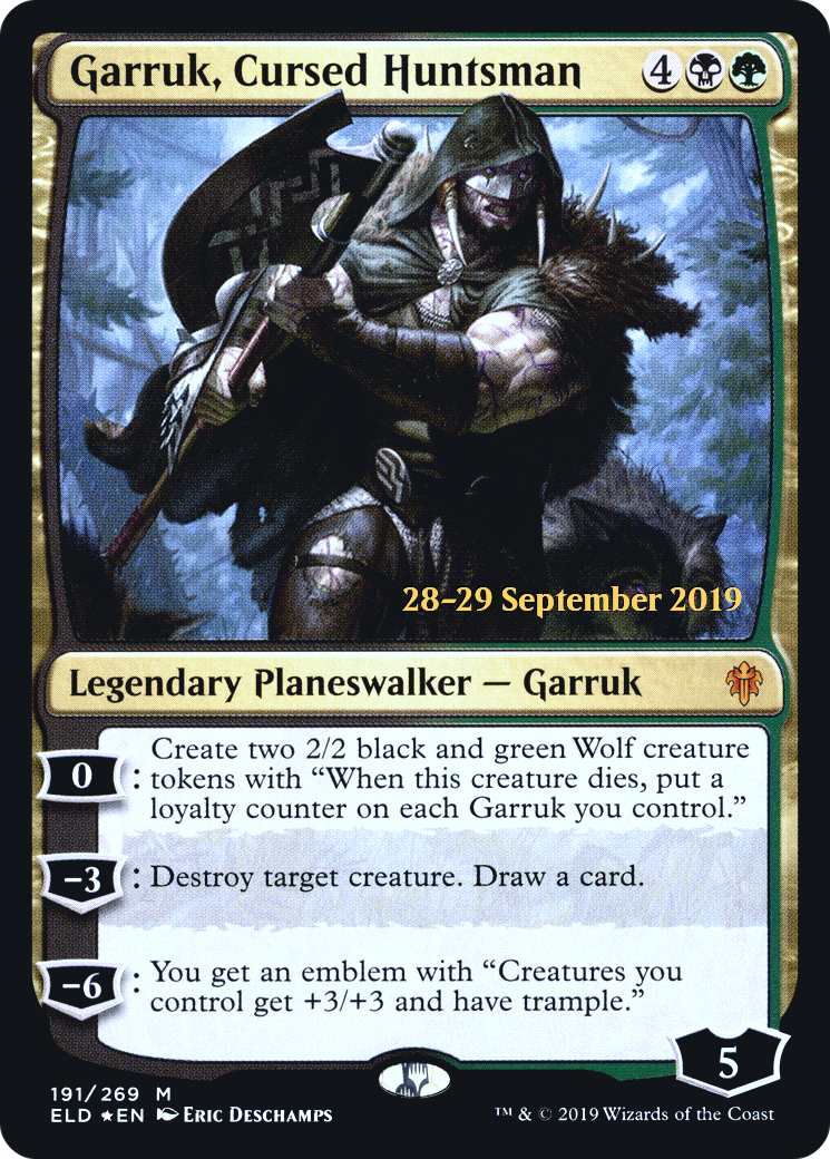 Garruk, Cursed Huntsman (PELD-191S) - Throne of Eldraine Promos Foil