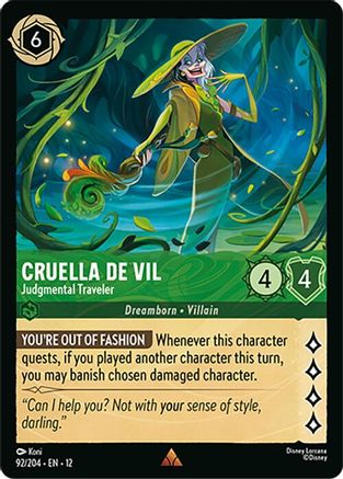 (092/204)  Cruella De Vil - Judgmental Traveler - Wilds Unknown  Cold Foil