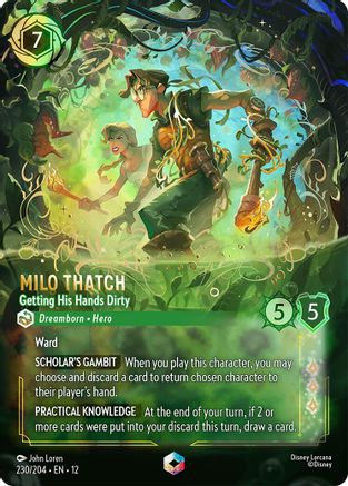 (230/204)  Milo Thatch - Getting His Hands Dirty (Enchanted) - Wilds Unknown  Holofoil