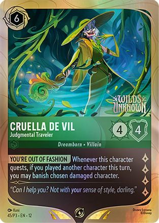 (045)  Cruella De Vil - Judgmental Traveler - Disney Lorcana Promo Cards  Holofoil