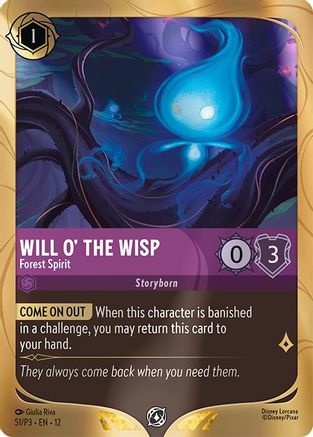 (051)  Will o' the Wisp - Forest Spirit - Disney Lorcana Promo Cards  Holofoil