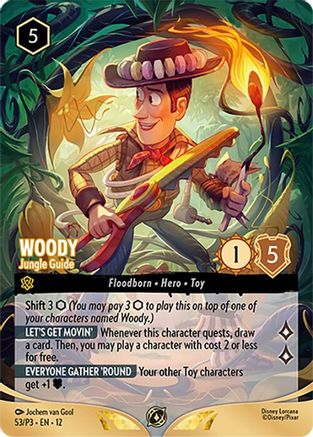 (053)  Woody - Jungle Guide (Store Championship Participant) - Disney Lorcana Promo Cards  Normal