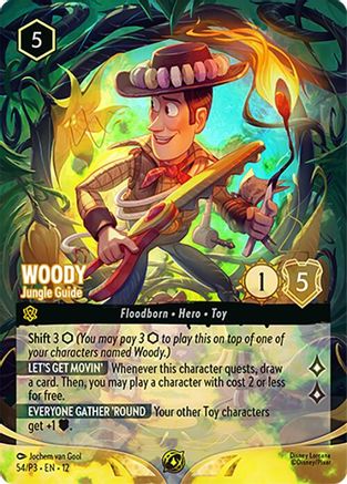 (054)  Woody - Jungle Guide (Store Championship) - Disney Lorcana Promo Cards  Holofoil