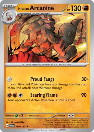 Hisuian Arcanine (Non-Holo) (100/167) - Deck Exclusives  - Rare