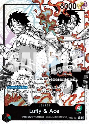 (ST30-001) Luffy & Ace (Parallel) - Starter Deck EX: Luffy & Ace - Foil