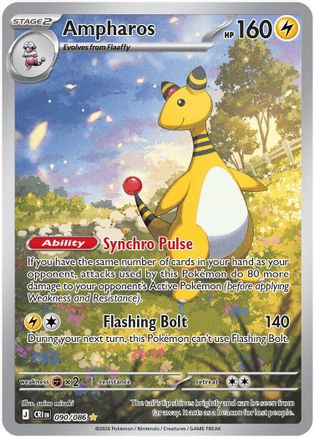 Ampharos (90/086) - ME04 Chaos Rising Holofoil - Illustration Rare