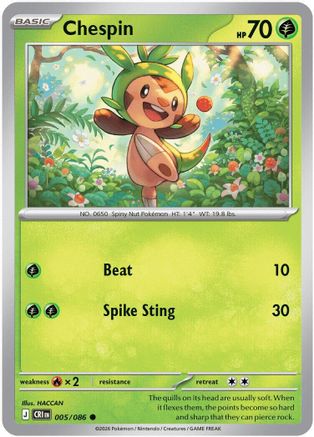Chespin (5/086) - ME04 Chaos Rising Reverse Holofoil - Common