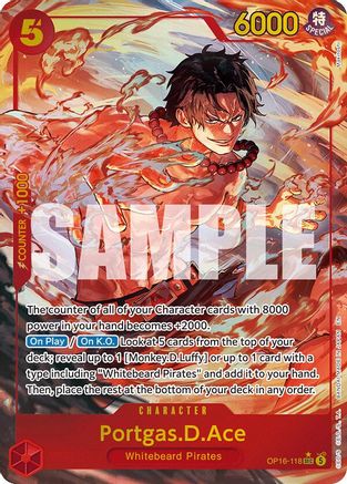 (OP16-118) Portgas.D.Ace (118) (Alternate Art) - The Time of Battle - Foil