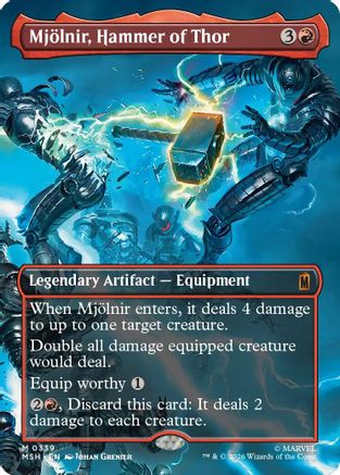 Mjolnir, Hammer of Thor (Borderless) (0339) (MSH-339) - Marvel Super Heroes Foil