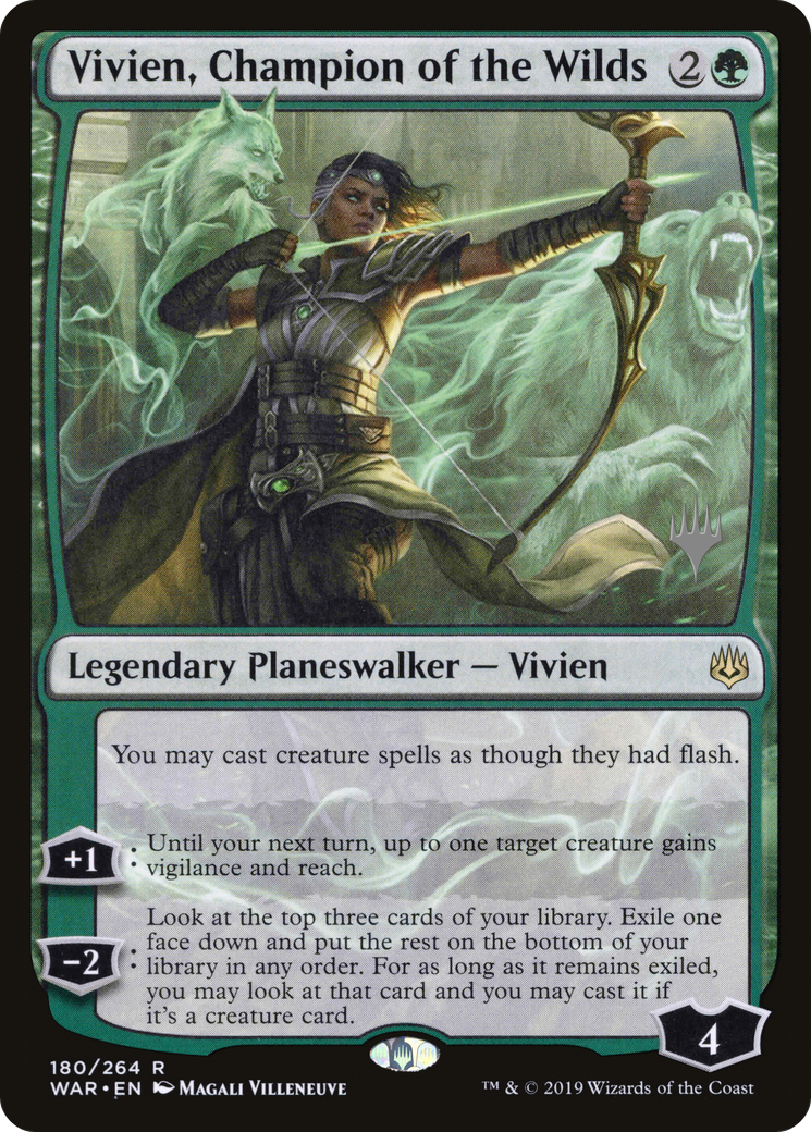 Vivien, Champion of the Wilds (PPELD-180P) - War of the Spark Promos Foil (Promo Pack)