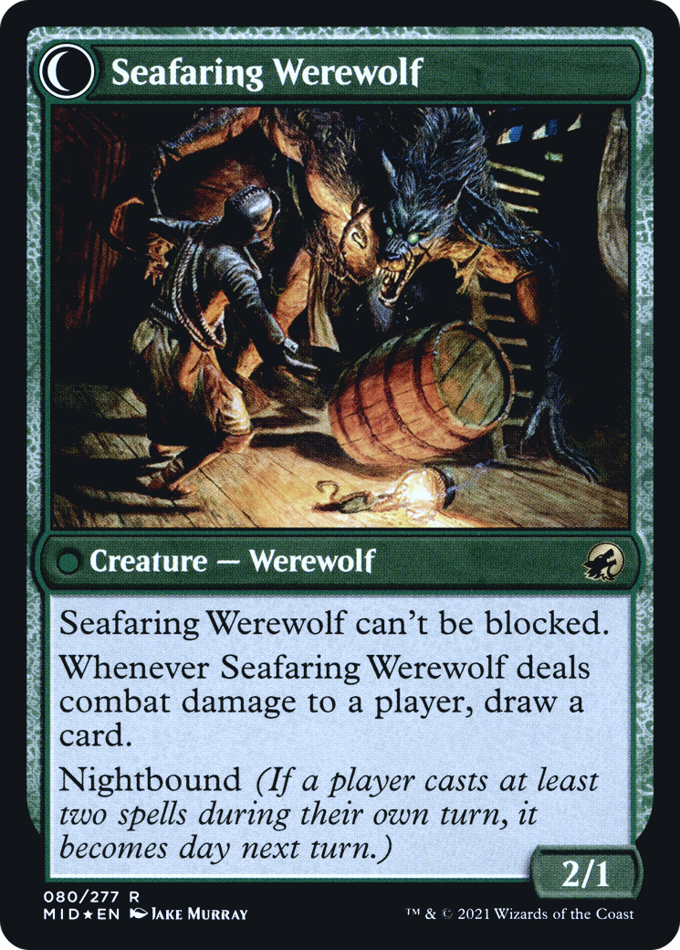 Suspicious Stowaway // Seafaring Werewolf (PMID-80S) - Innistrad: Midnight Hunt Promos: (Double Faced Transform) Foil