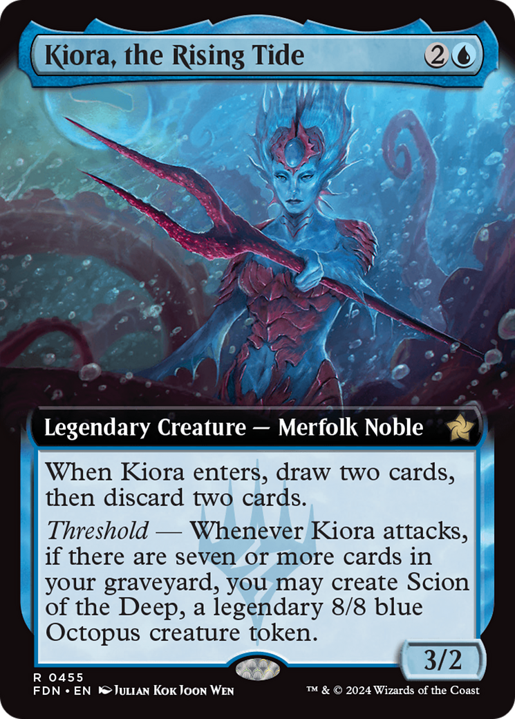 Kiora, the Rising Tide (FDN-455) - Foundations: (Extended Art) Foil