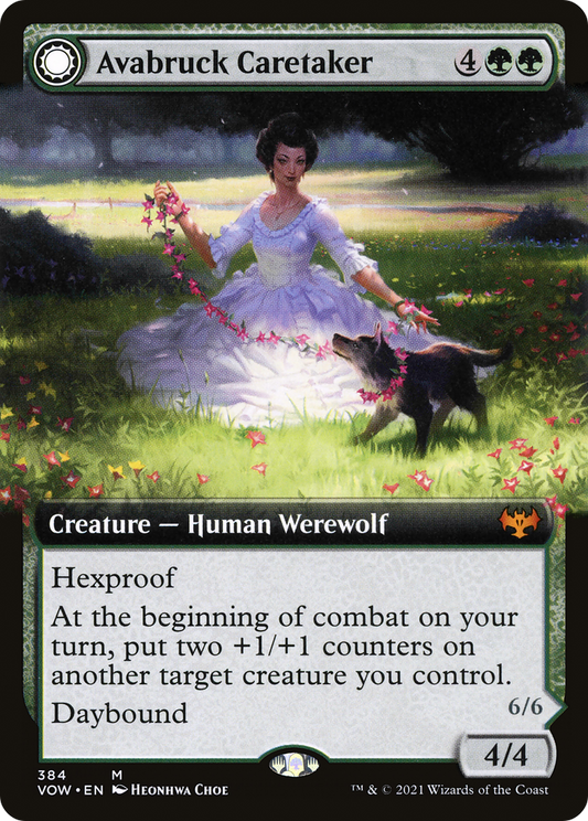 Avabruck Caretaker // Hollowhenge Huntmaster (VOW-384) - Innistrad: Crimson Vow: (Extended Art, Double Faced Transform) Foil