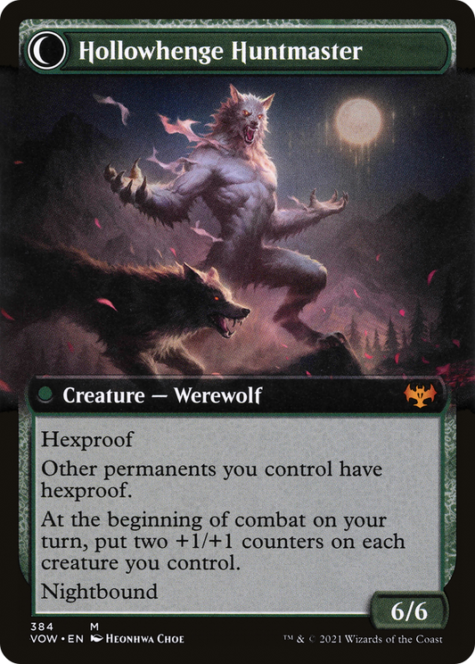 Avabruck Caretaker // Hollowhenge Huntmaster (VOW-384) - Innistrad: Crimson Vow: (Extended Art, Double Faced Transform)