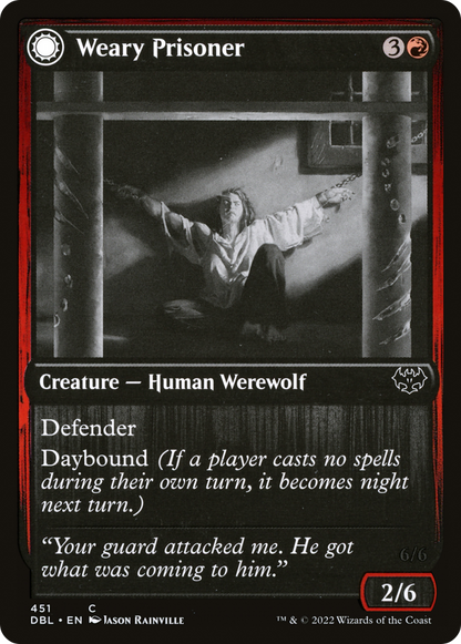 Weary Prisoner // Wrathful Jailbreaker (DBL-451) - Innistrad: Double Feature: (Double Faced Transform)