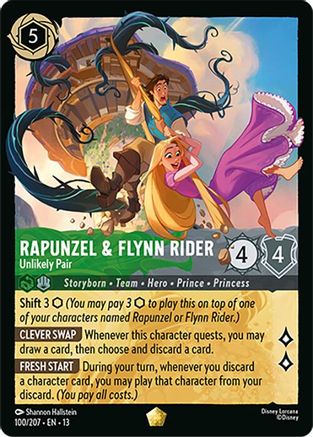 (100/204)  Rapunzel & Flynn Rider - Unlikely Pair - Attack of the Vine!  Cold Foil