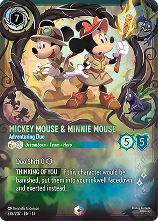 (238/204)  Mickey Mouse & Minnie Mouse - Adventuring Duo (Enchanted) - Attack of the Vine!  Holofoil