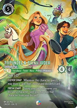 (239/204)  Rapunzel & Flynn Rider - Unlikely Pair (Enchanted) - Attack of the Vine!  Holofoil