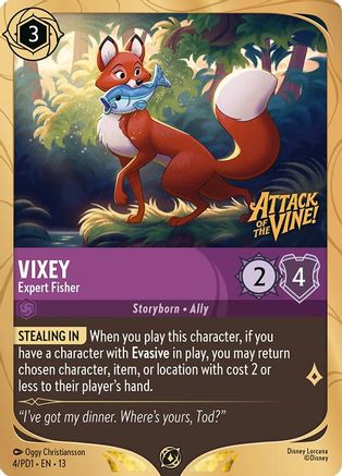 (004)  Vixey - Expert Fisher - Disney Lorcana Promo Cards  Holofoil