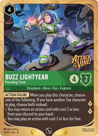 (005)  Buzz Lightyear - Providing Cover - Disney Lorcana Promo Cards  Holofoil