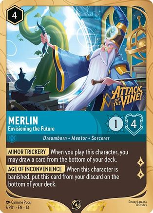 (007)  Merlin - Envisioning the Future - Disney Lorcana Promo Cards  Holofoil