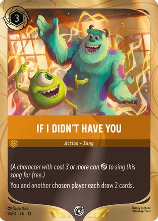 (014)  If I Didn't Have You - Disney Lorcana Promo Cards  Holofoil