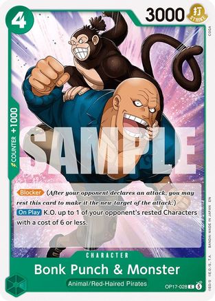 (OP17-028) Bonk Punch & Monster - The World's Strongest Warriors - Normal