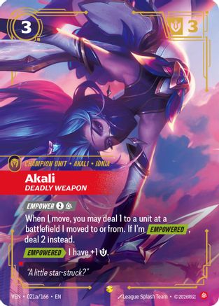 (021a/166) Akali, Deadly Weapon (Alternate Art) - Vendetta Foil