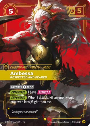 (136a/166) Ambessa, Respected and Feared (Alternate Art) - Vendetta Foil