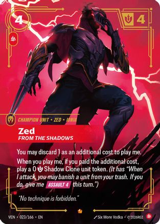 (023/166) Zed, From the Shadows - Vendetta Foil