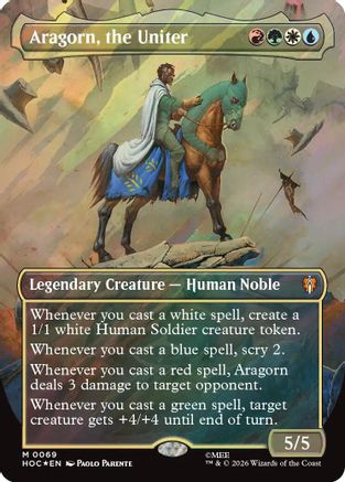 Aragorn, the Uniter (Borderless) (Surge Foil) (HOC-069) - The Hobbit: Eternal-Legal Foil