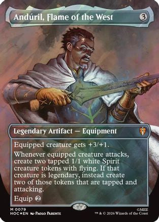 Anduril, Flame of the West (Borderless) (Surge Foil) (HOC-079) - The Hobbit: Eternal-Legal Foil