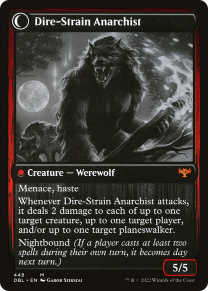 Volatile Arsonist // Dire-Strain Anarchist (DBL-448) - Innistrad: Double Feature: (Double Faced Transform) Foil