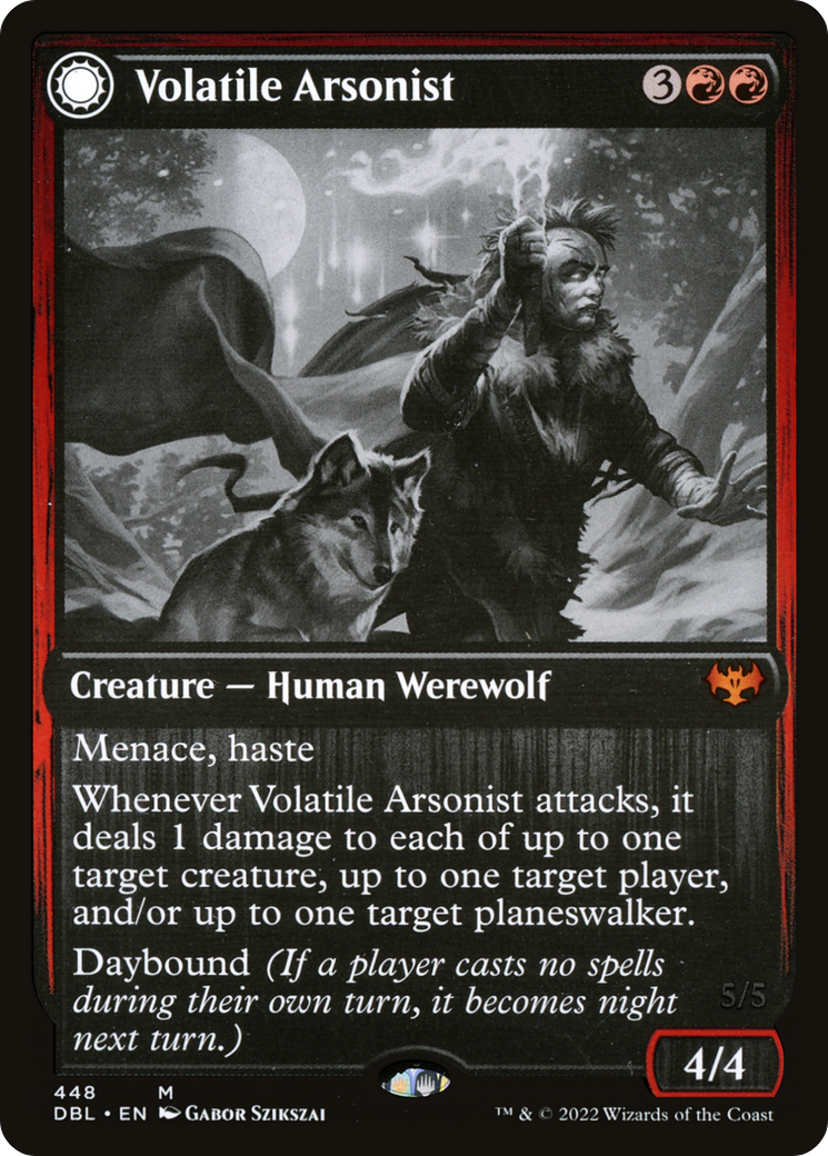 Volatile Arsonist // Dire-Strain Anarchist (DBL-448) - Innistrad: Double Feature: (Double Faced Transform) Foil