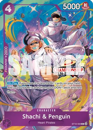 (ST10-008) Shachi & Penguin (CS 26-27 Celebration Pack) - One Piece Promotion Cards - Foil