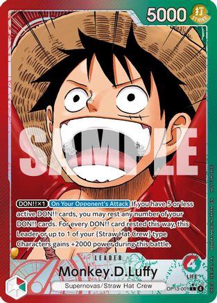 (OP13-001) Monkey.D.Luffy (Jumbo) - One Piece Promotion Cards - Normal