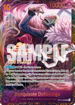 (OP14-069) Donquixote Doflamingo (CS 26-27 3rd Place Trophy Card) - One Piece Promotion Cards - Foil