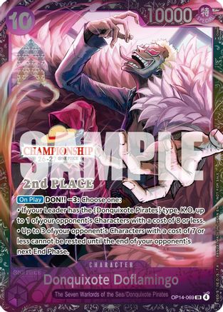 (OP14-069) Donquixote Doflamingo (CS 26-27 2nd Place Trophy Card) - One Piece Promotion Cards - Foil