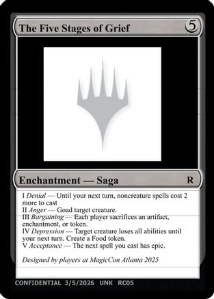 The Five Stages of Grief [Un-Known Event Playtest Cards]