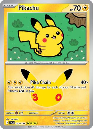 Pikachu (34/128) - ME 30th Celebration Holofoil - None