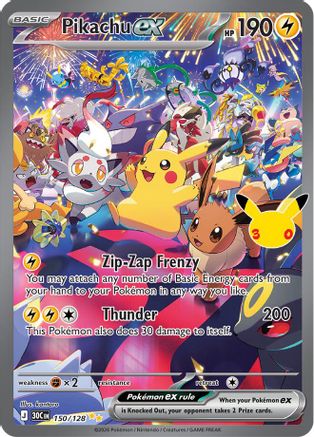 Pikachu ex (150/128) - ME 30th Celebration Holofoil - Special Illustration Rare