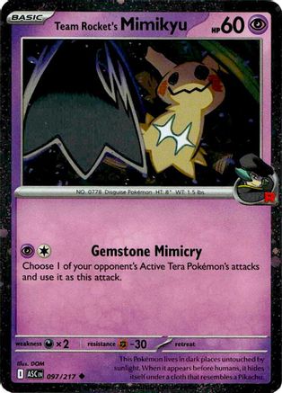 Team Rocket's Mimikyu (Cosmos Holo) (97/217) - Blister Exclusives Holofoil - Uncommon