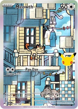 Meowth (144/128) - ME 30th Celebration Holofoil - Illustration Rare