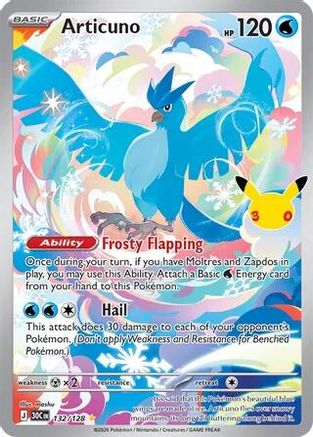Articuno (132/128) - ME 30th Celebration Holofoil - Illustration Rare