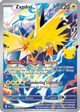 Zapdos (133/128) - ME 30th Celebration Holofoil - Illustration Rare