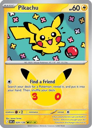 Pikachu (29/128) - ME 30th Celebration Holofoil - Pikachu Rare