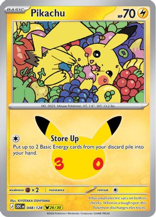 Pikachu (48/128) - ME 30th Celebration Holofoil - Pikachu Rare
